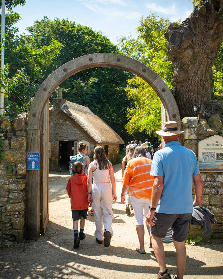Entrance archway leading to Abbotsbury Swannery in Dorset