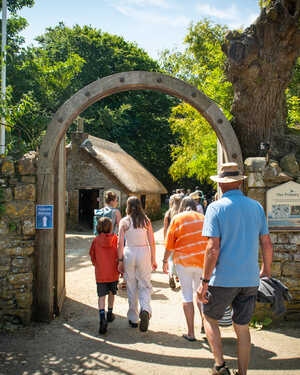 Entrance archway leading to Abbotsbury Swannery in Dorset
