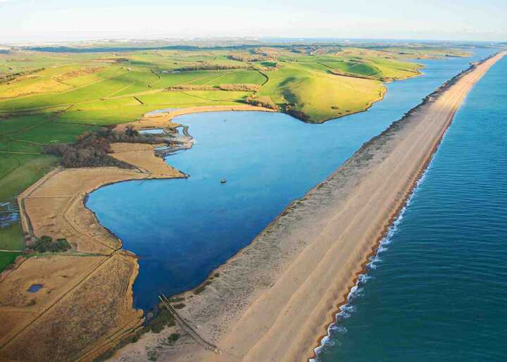 drone image of the fleet the longest tidal lagoon in the british isles 